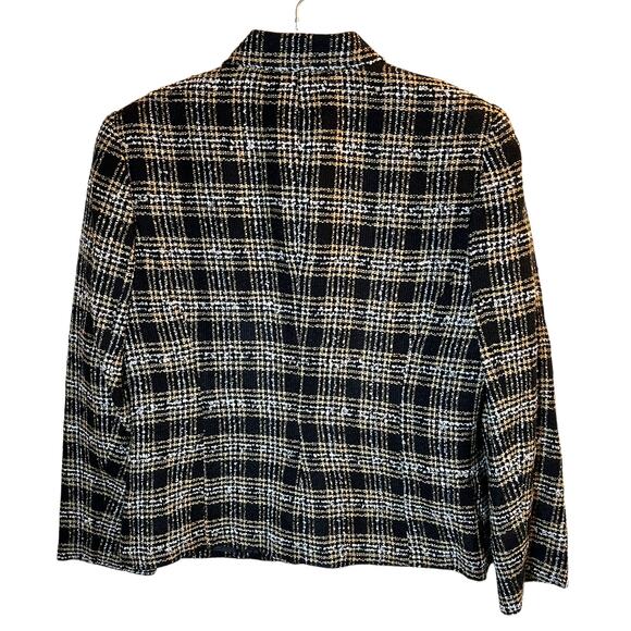 Sag Harbor, Tweed Zip Jacket w collar, 10, Black Tan White - Picture 2 of 11